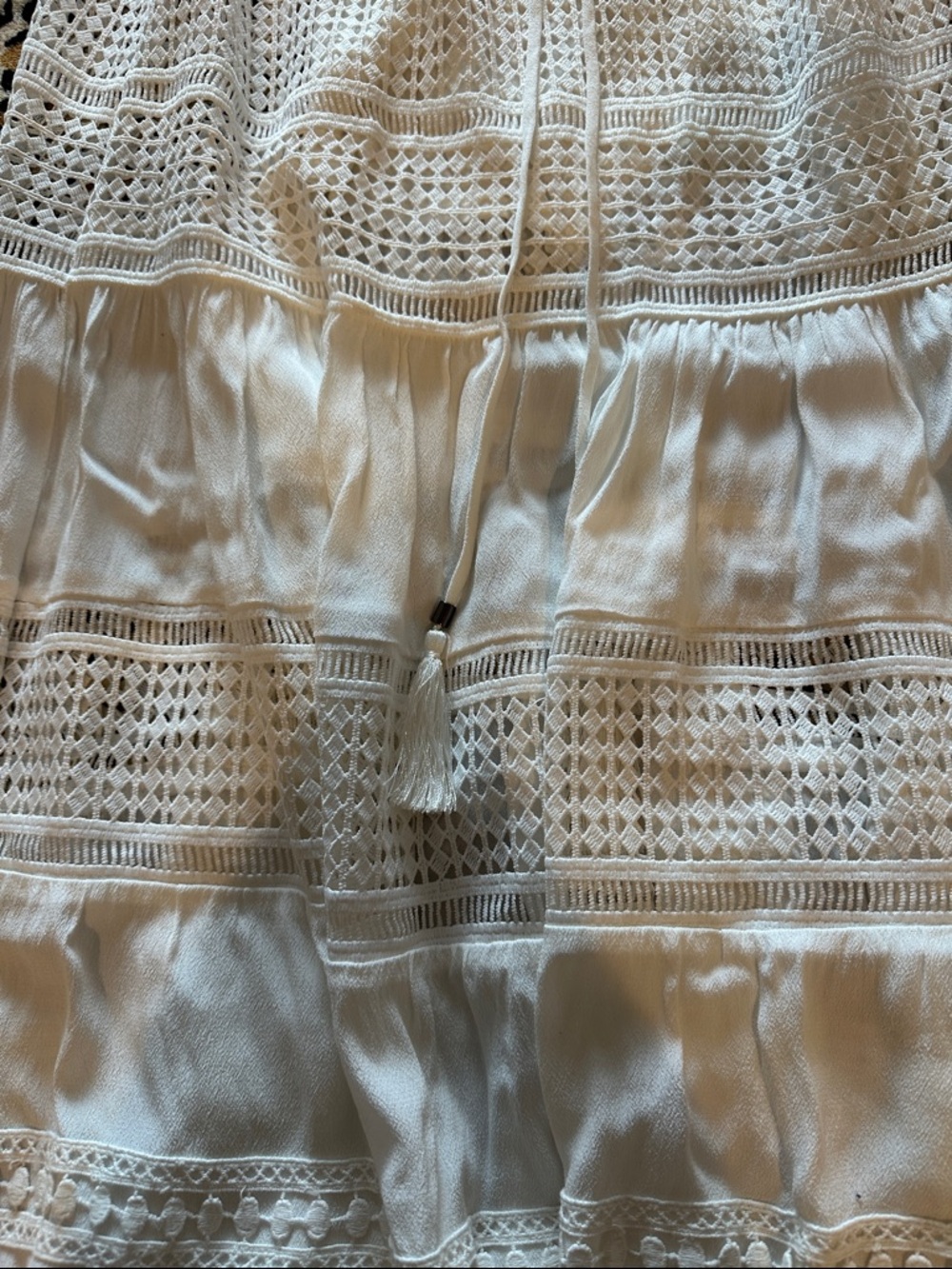 White Crochet Panel Maxi Skirt - Women - Picture 2 of 3